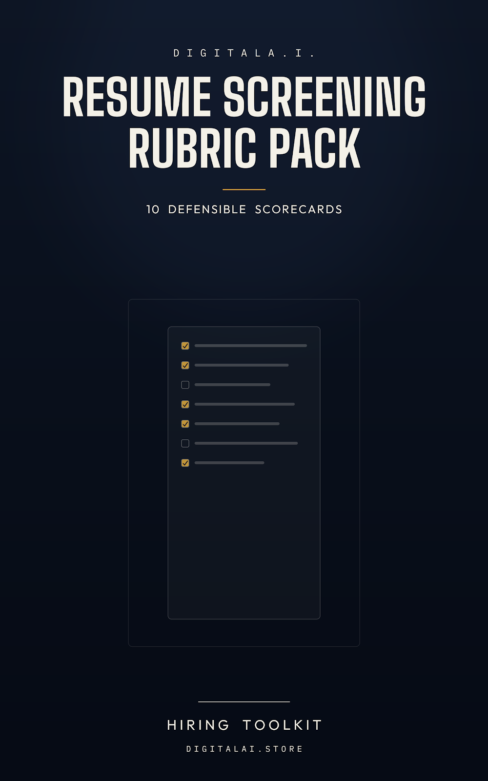 DigitalA.I. Resume Screening Rubric Pack