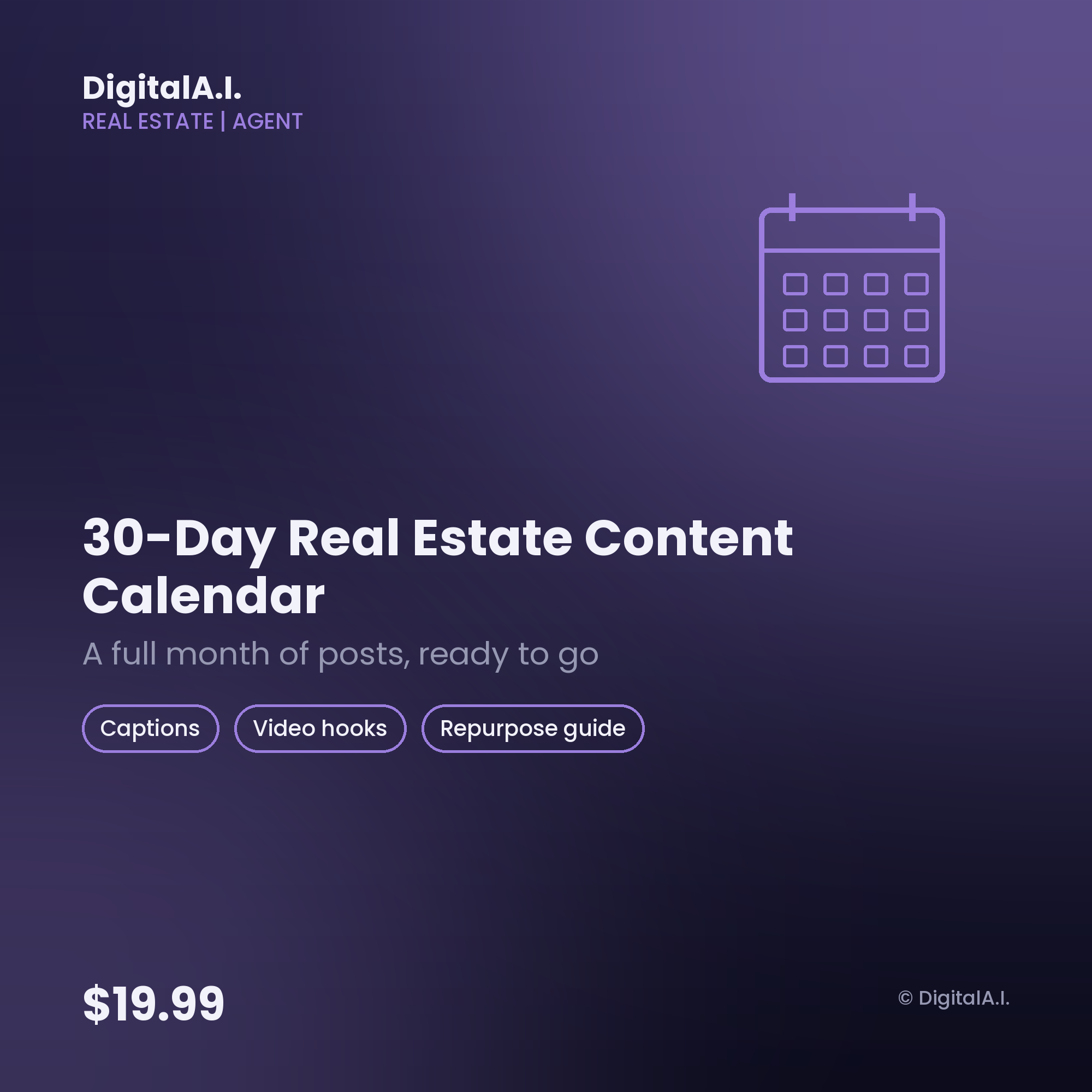 30-Day Real Estate Content Calendar — Social Posts & Caption Templates
