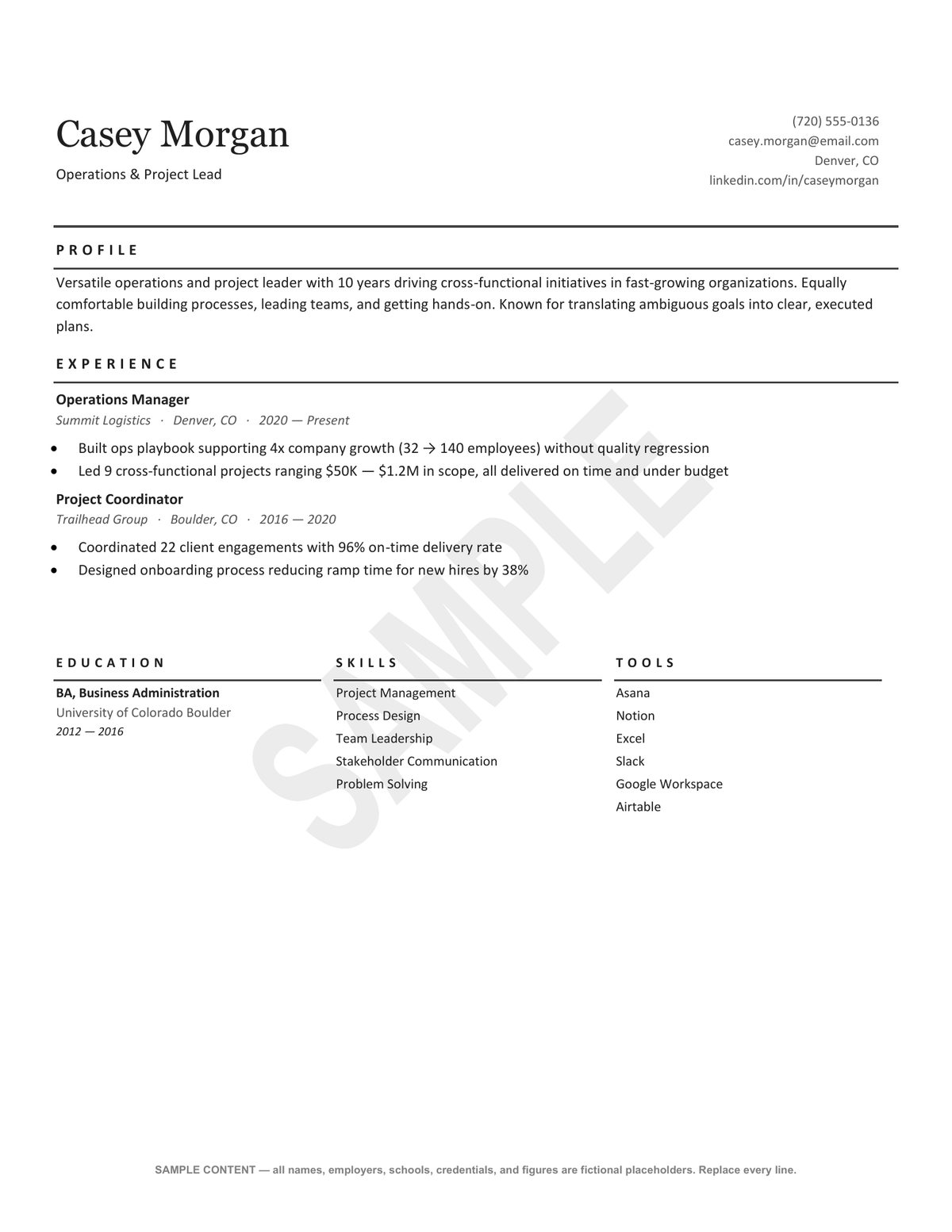 Modern Resume Template — Editable Word + SAMPLE PDF